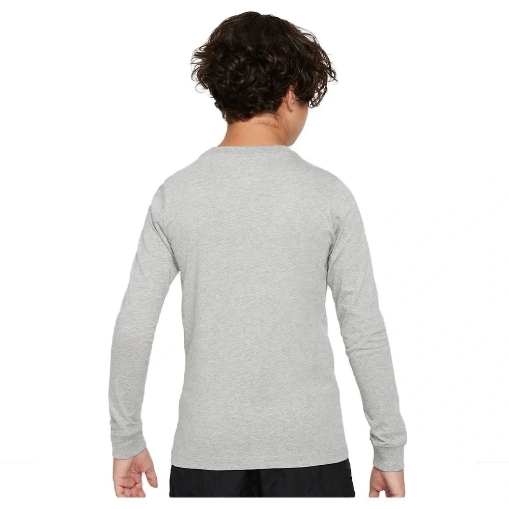 NIKE ❤️🔥NIKE SPORTSWEAR BIG KIDS' LONG-SLEEVE T-SHIRT GREY boys girls shirt M